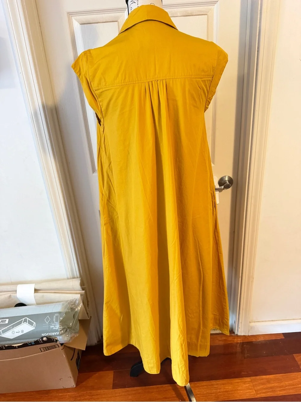 Anthropologie Mustard Sleeveless Button-Front Midi Dress